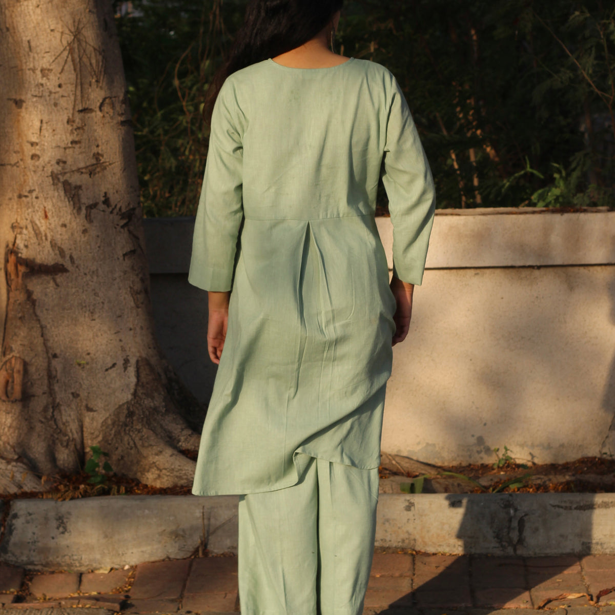 Citrine Green Embellished Linen Co-Ord Set