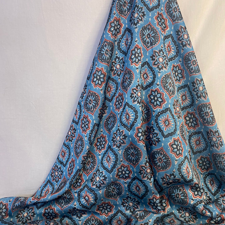 Ajrakh print variant on Linen Satin fabric per meter