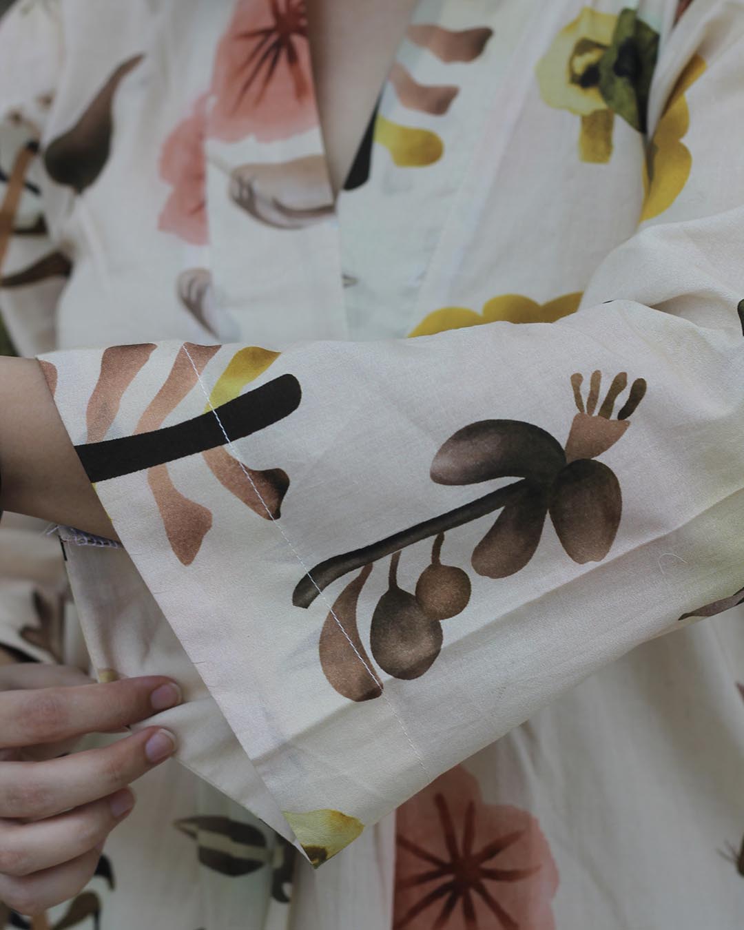 Floral printed Skin shade Premium cotton kurta