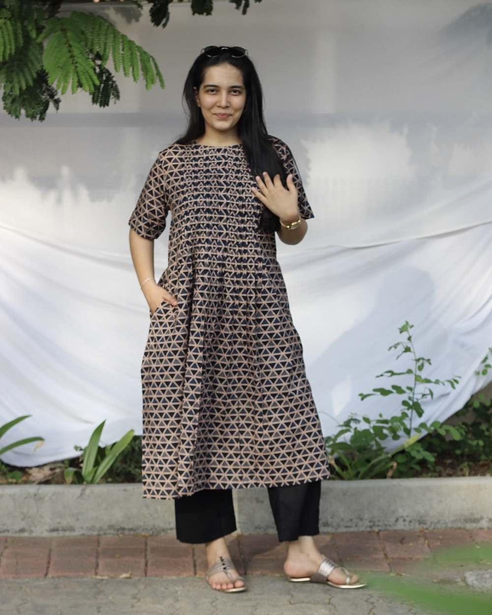 Rekha Pleated Long Kurta