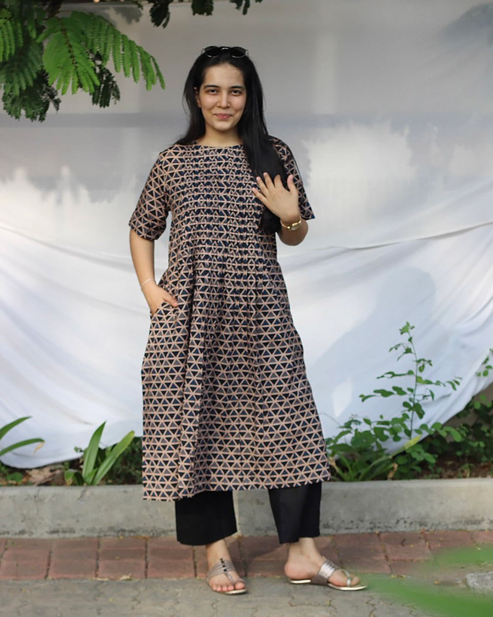 Rekha Pleated Long Kurta