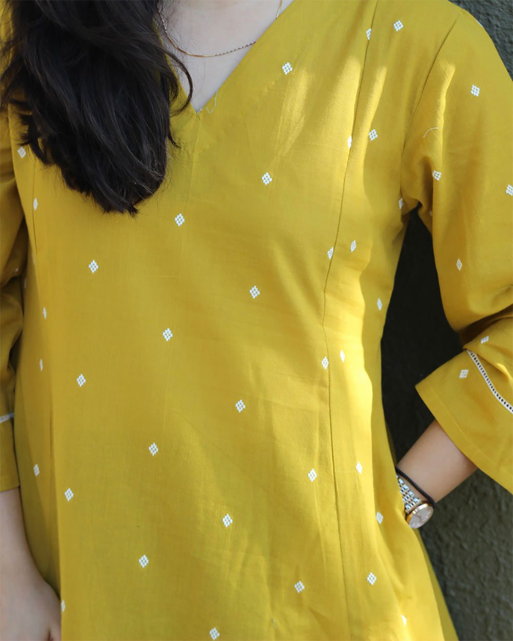 Vibha Jamdhani Yellow Kurta