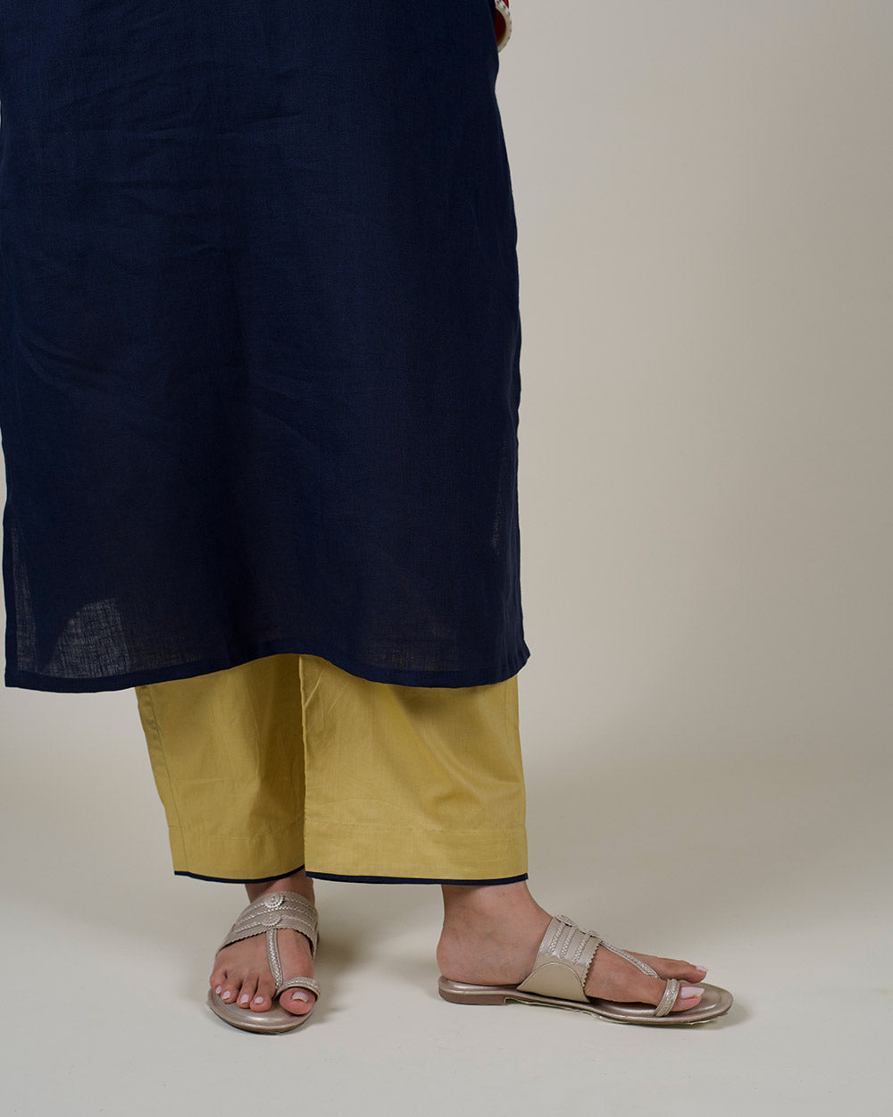 Ink Blue Pure Linen Kurta Set - Set of 2
