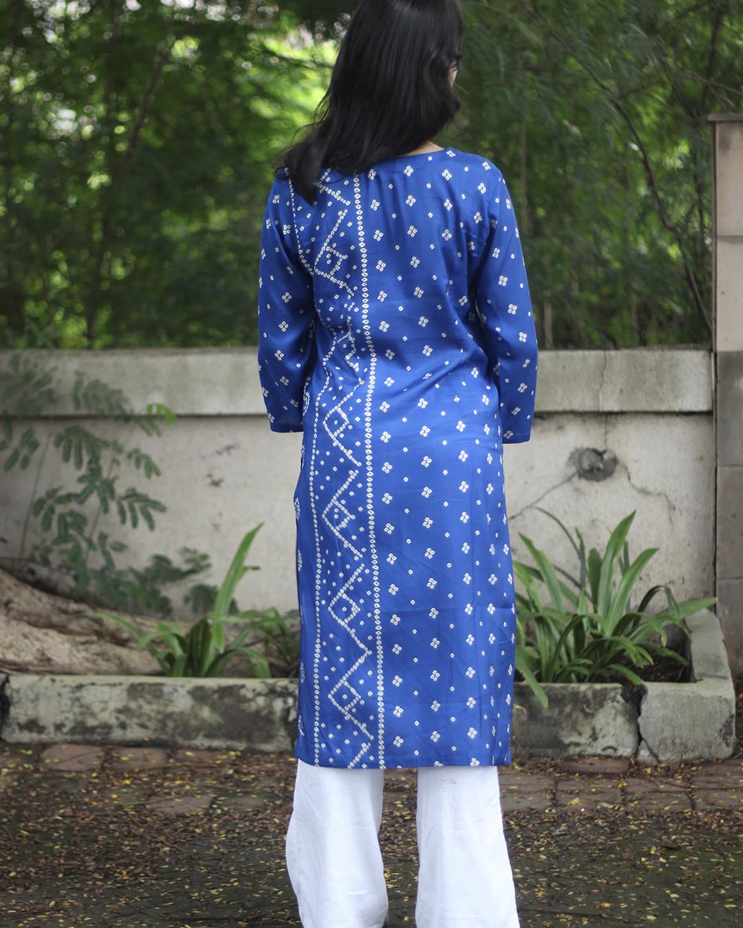 Royal blue Printed Bandhani Kurta - with Lining