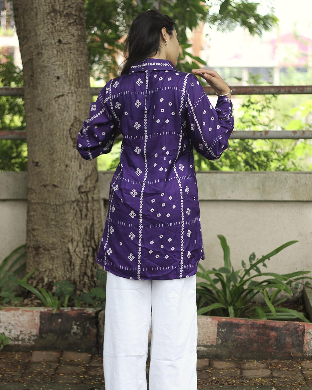 Purple Printed Bandhani Tunic - with Lining