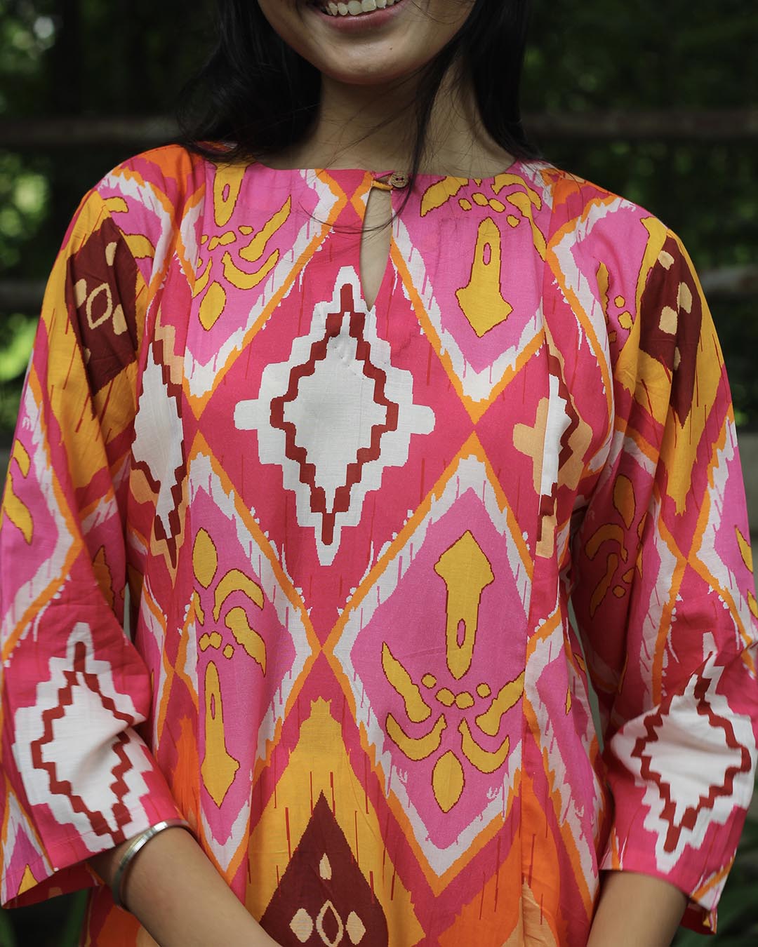 Abstract Printed Bright contrast Pure Cotton Kurta