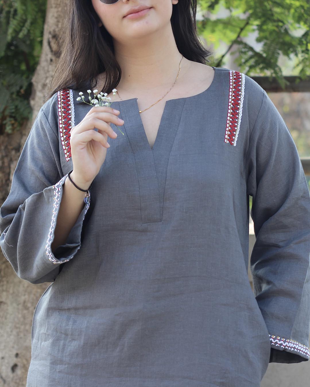 Naqsh Premium linen charcoal kurta