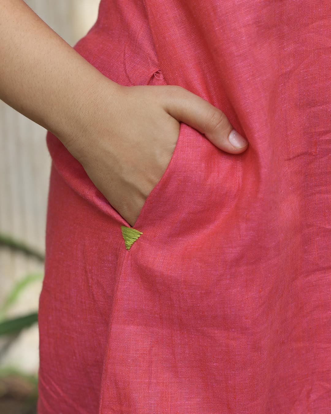 Hot pink Premium linen long Dress/Kurta