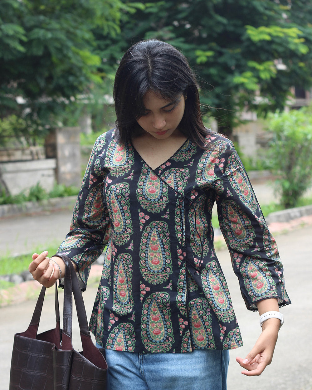 Paisley Short Kurta in Black