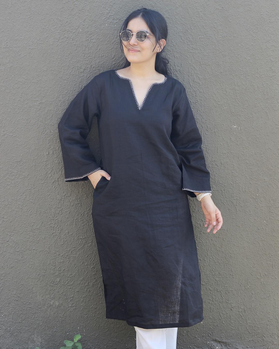 Raag Premium Linen Black Kurta