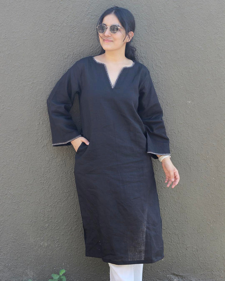Raag Premium Linen Black Kurta