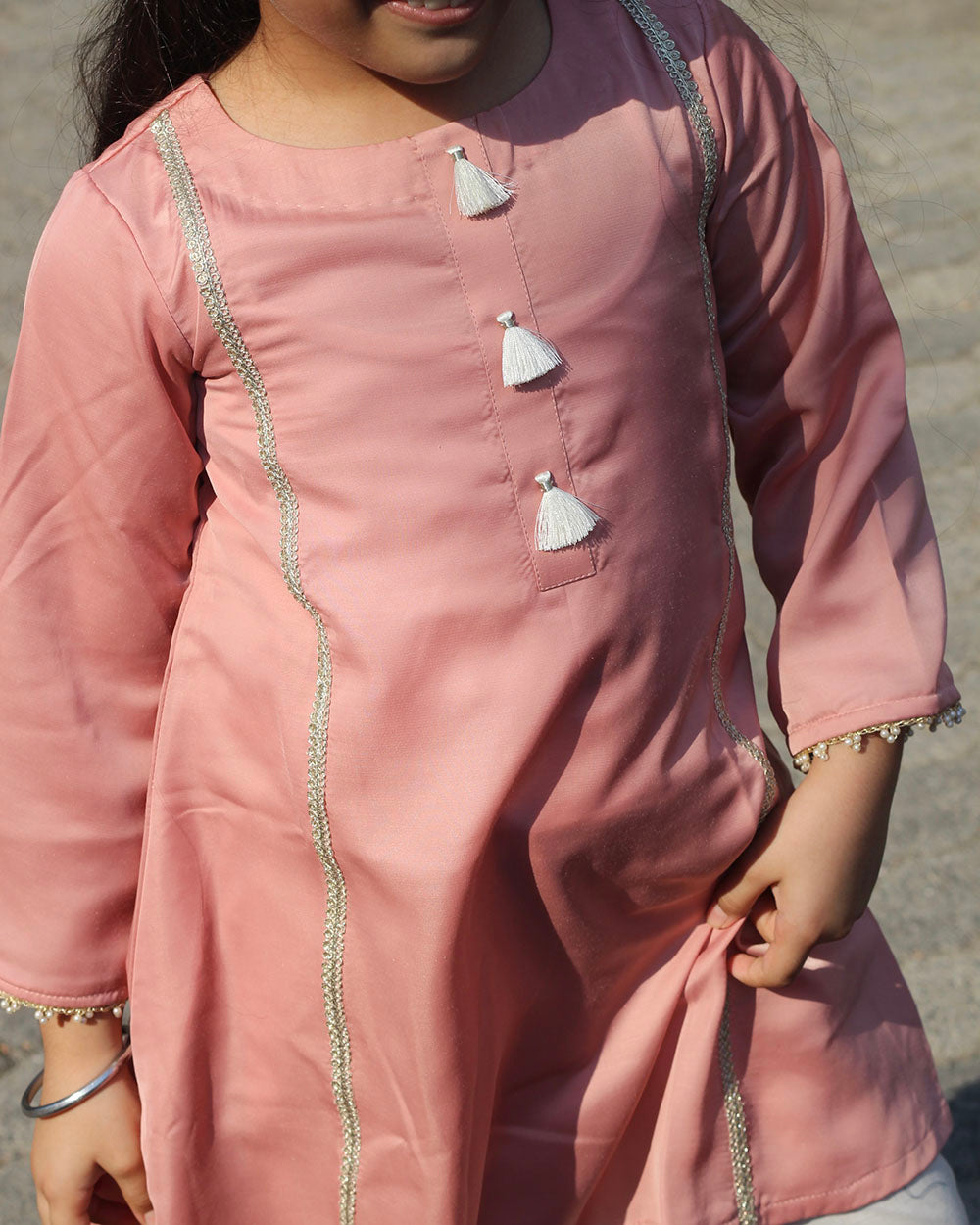Pink festive Kurta with mul lining