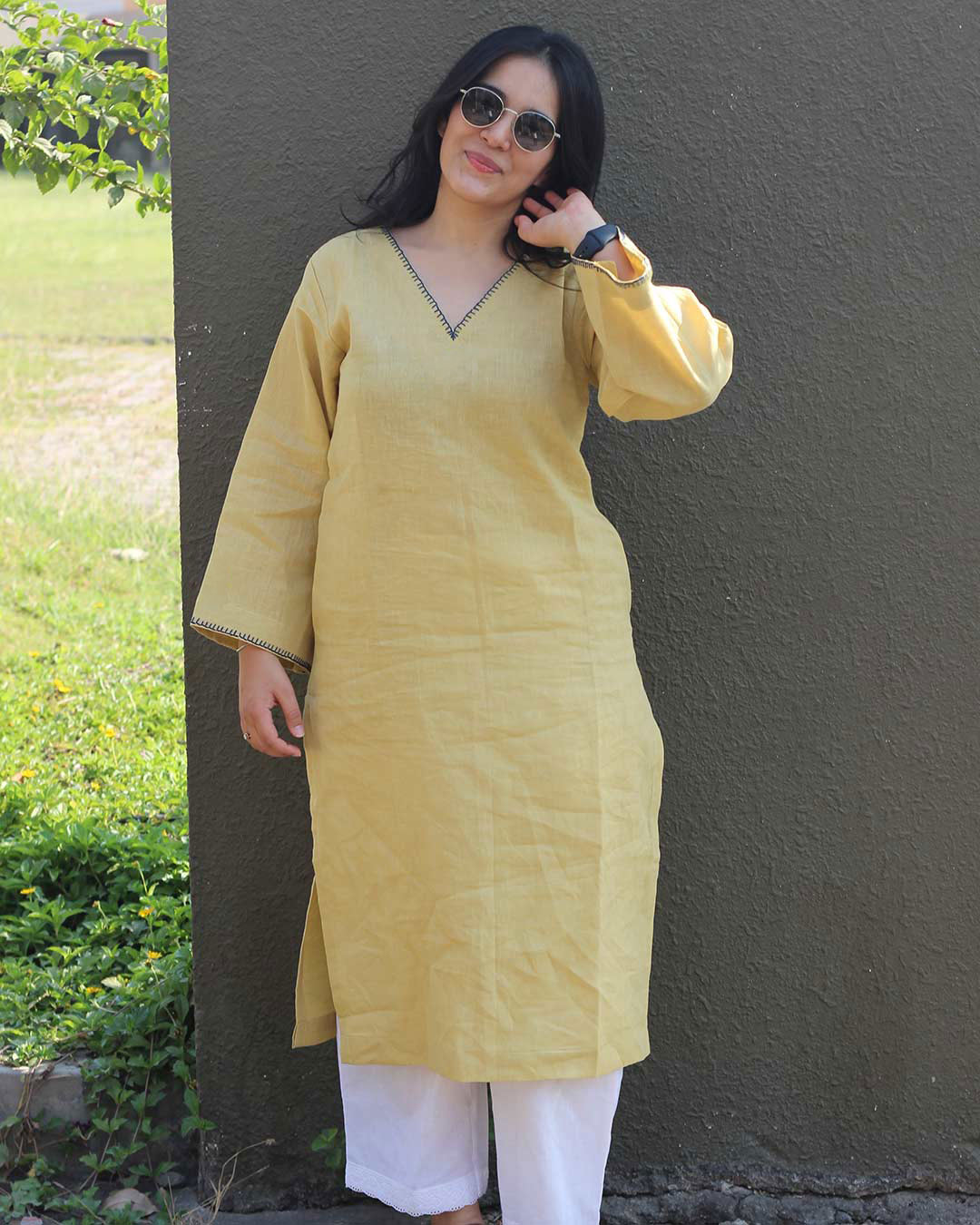 Butter Yellow Premium Linen Kurta