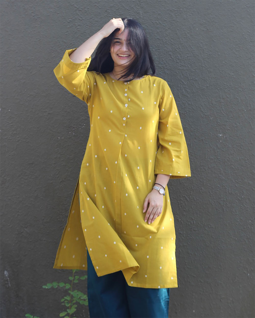 Prabha Jamdhani Yellow Kurta