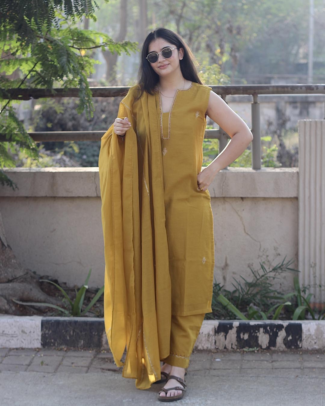 Surya Mul Chanderi Kurta set with Dupatta - Set of 3
