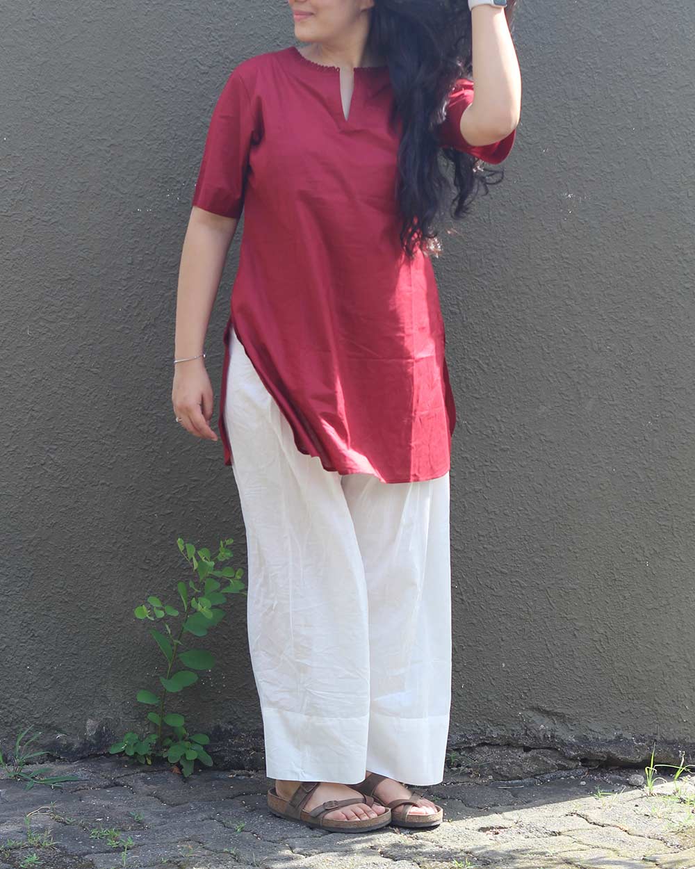 Dhun Cotton Short Tunic - Red