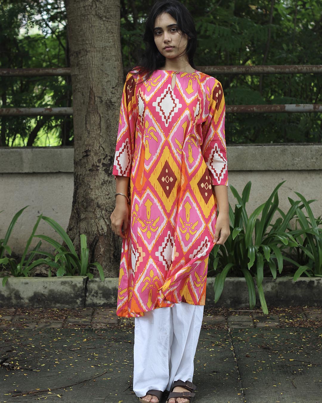 Abstract Printed Bright contrast Pure Cotton Kurta