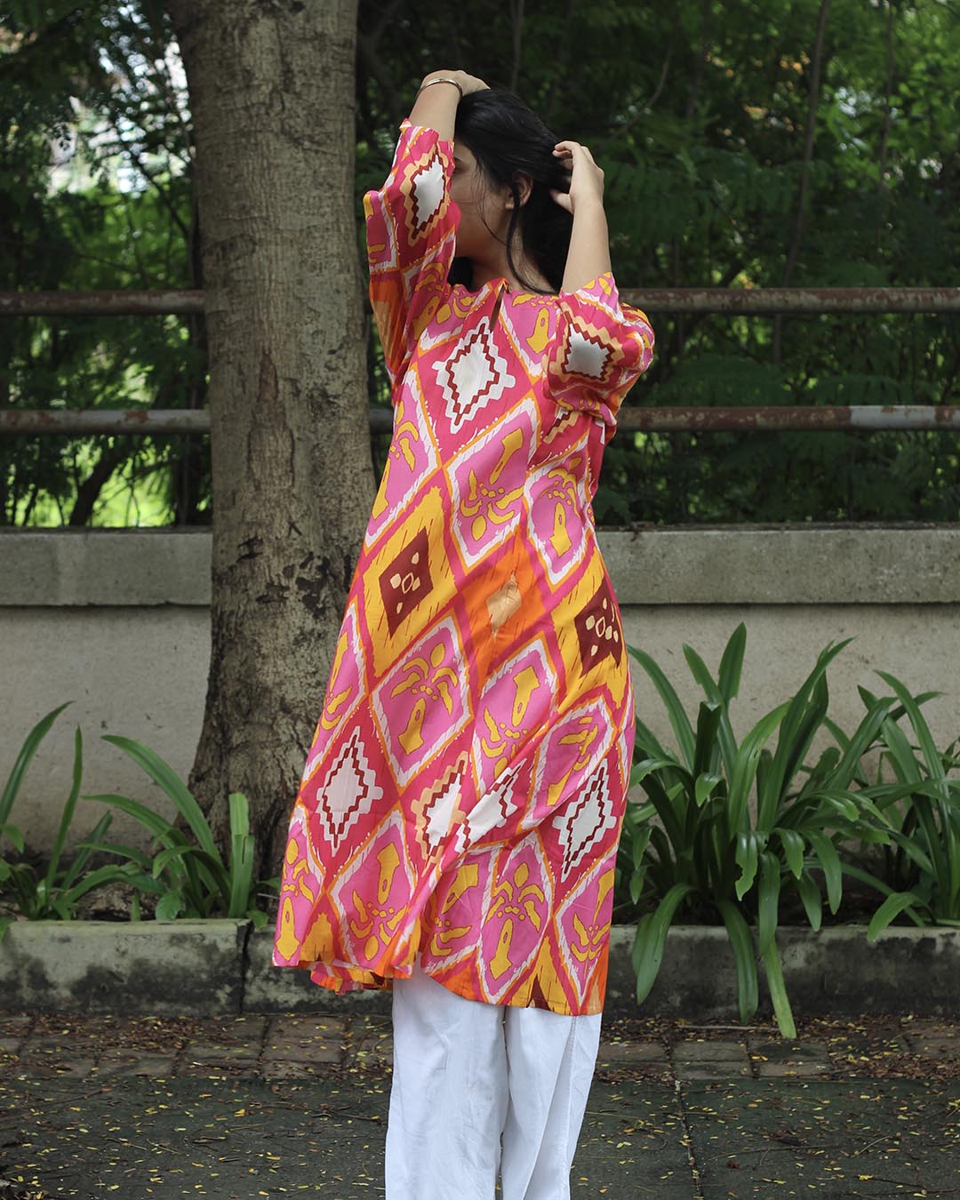 Abstract Printed Bright contrast Pure Cotton Kurta