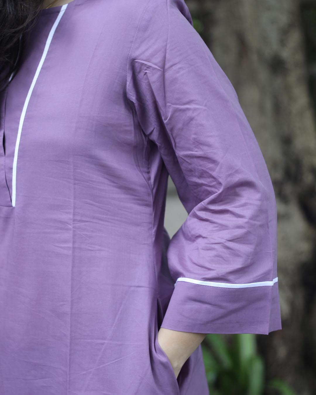 Lavender Pure Cotton Kurta Set- Set of 2