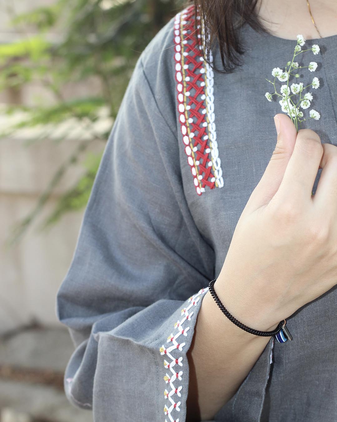 Naqsh Premium linen charcoal kurta