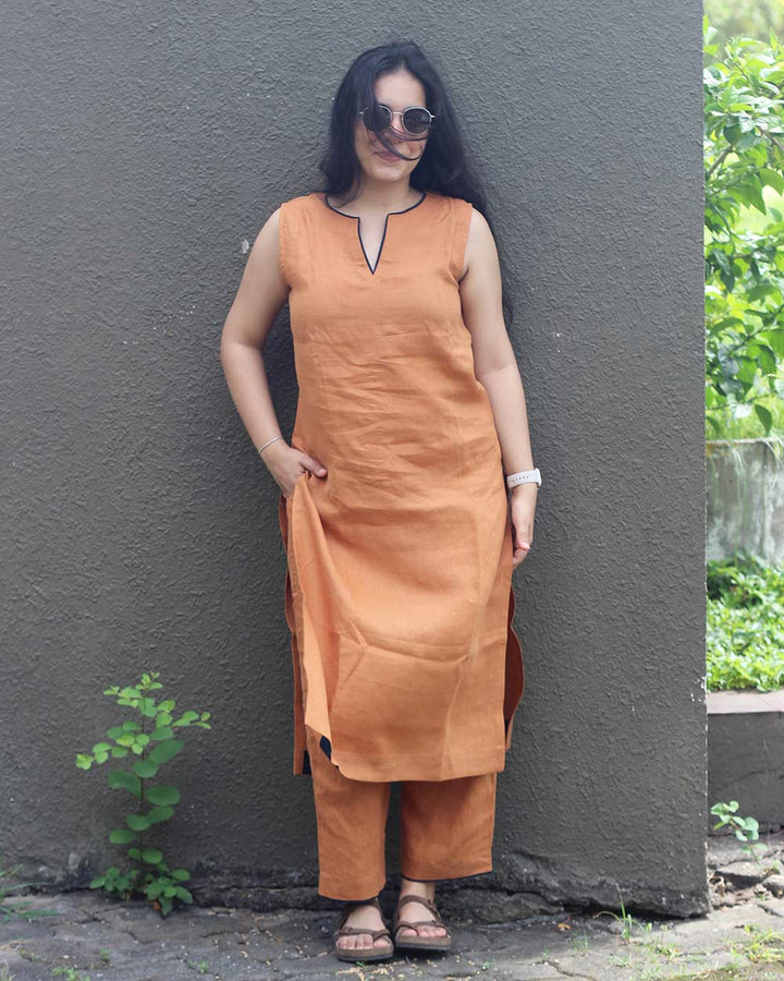 Reet Pure Linen Long Kurta