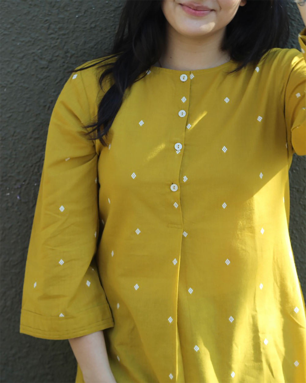 Prabha Jamdhani Yellow Kurta