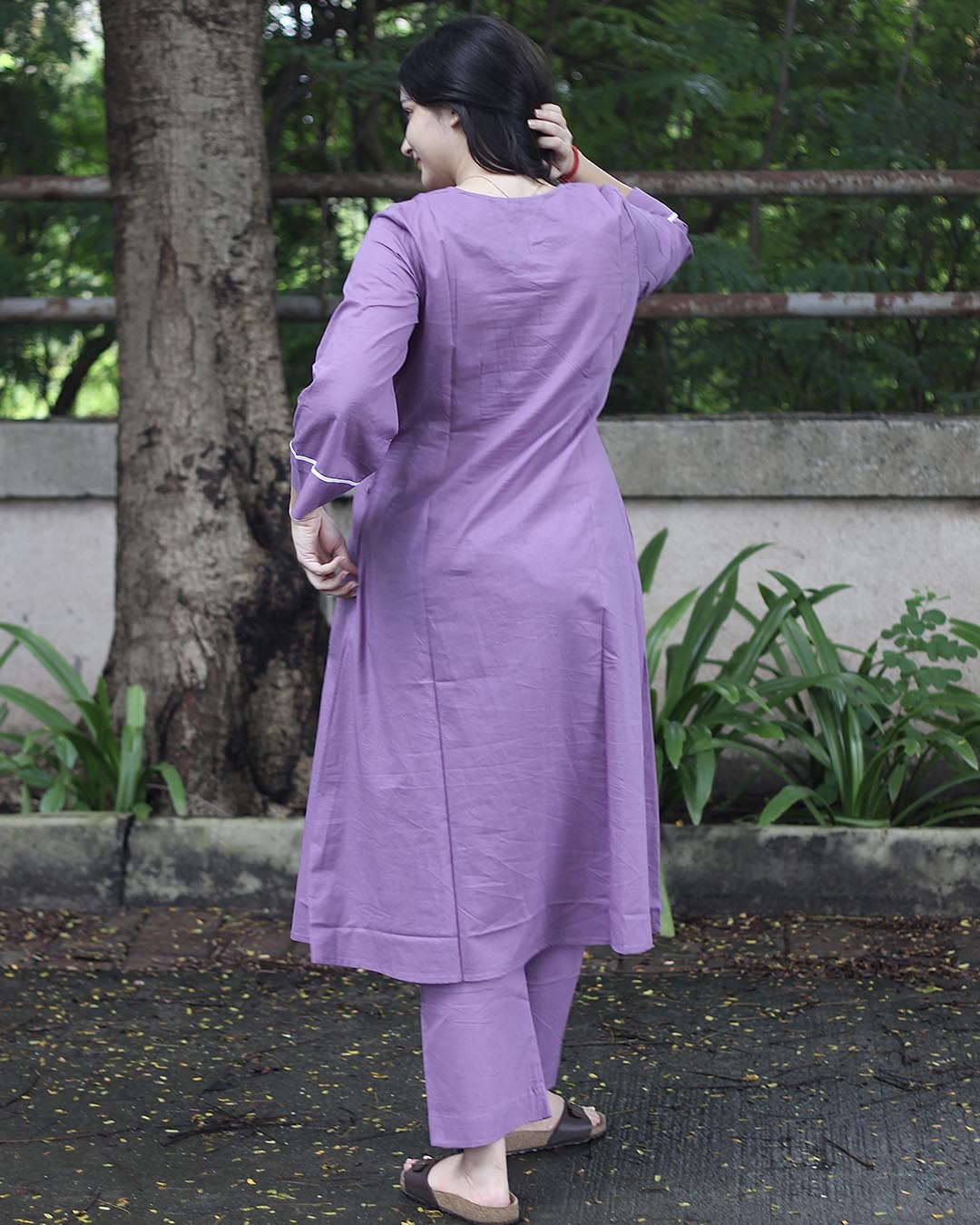 Lavender Pure Cotton Kurta Set- Set of 2