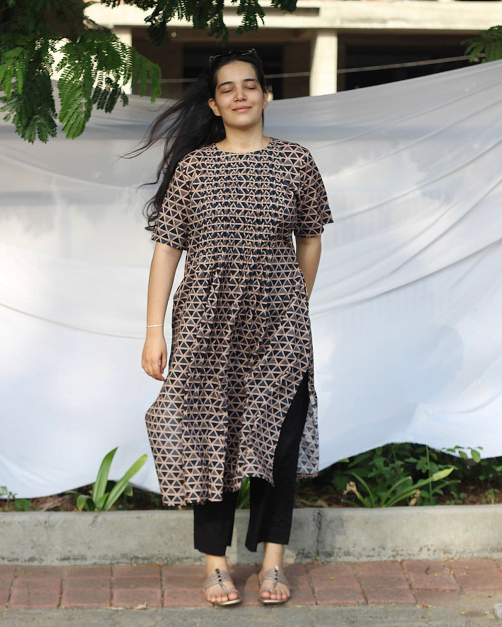 Rekha Pleated Long Kurta
