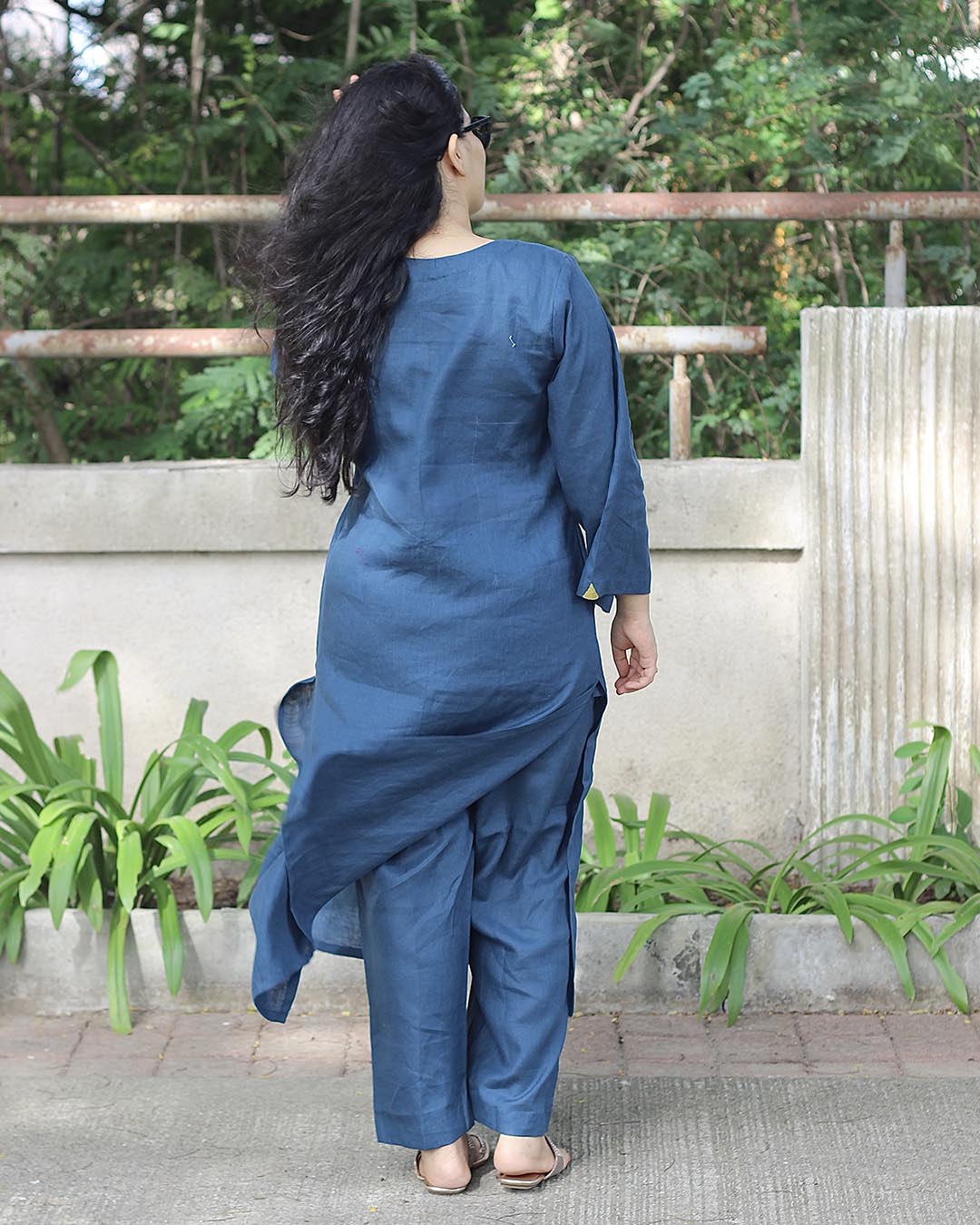 Teal Blue Premium Linen Kurta Set - Set of 2