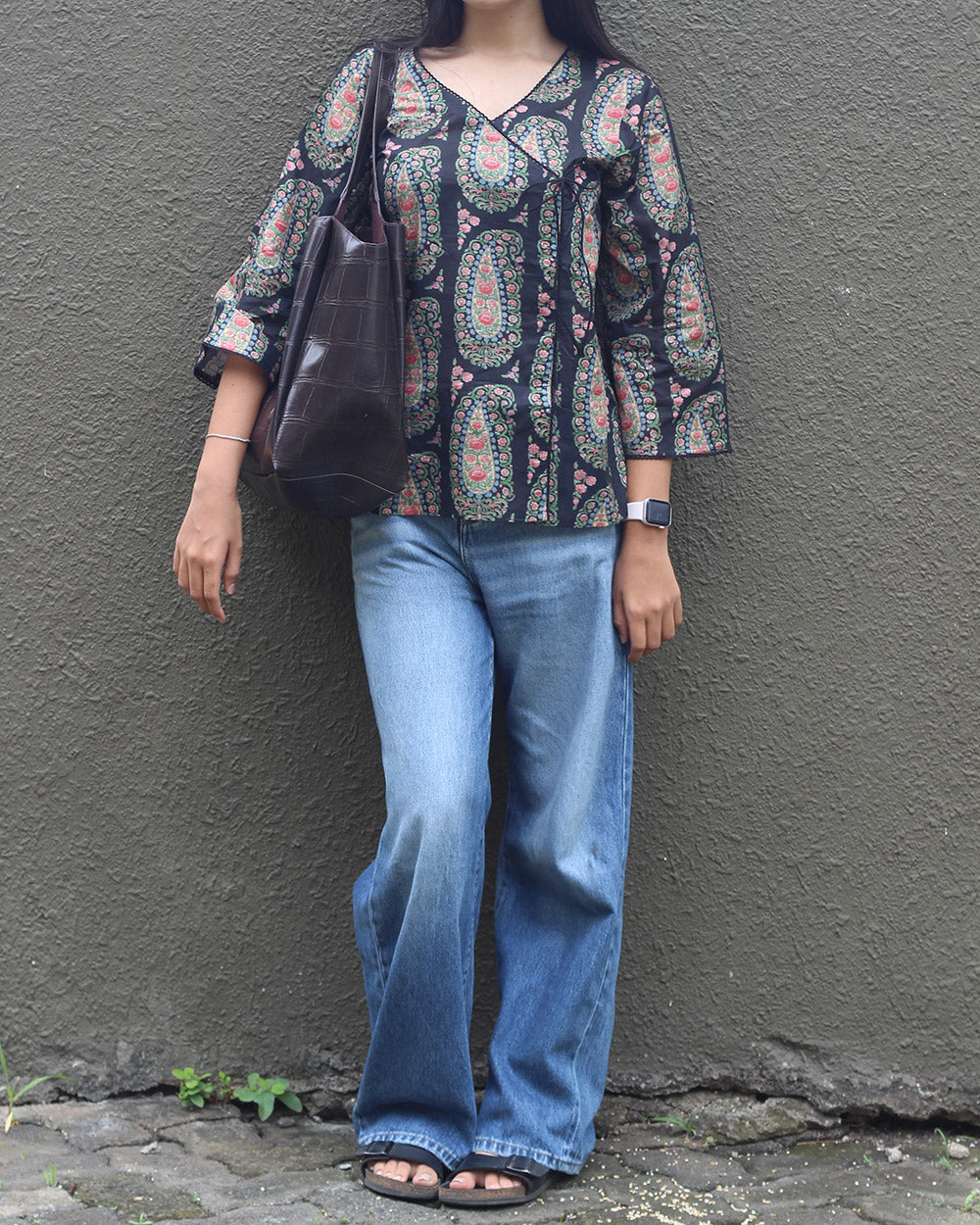 Paisley Short Kurta in Black