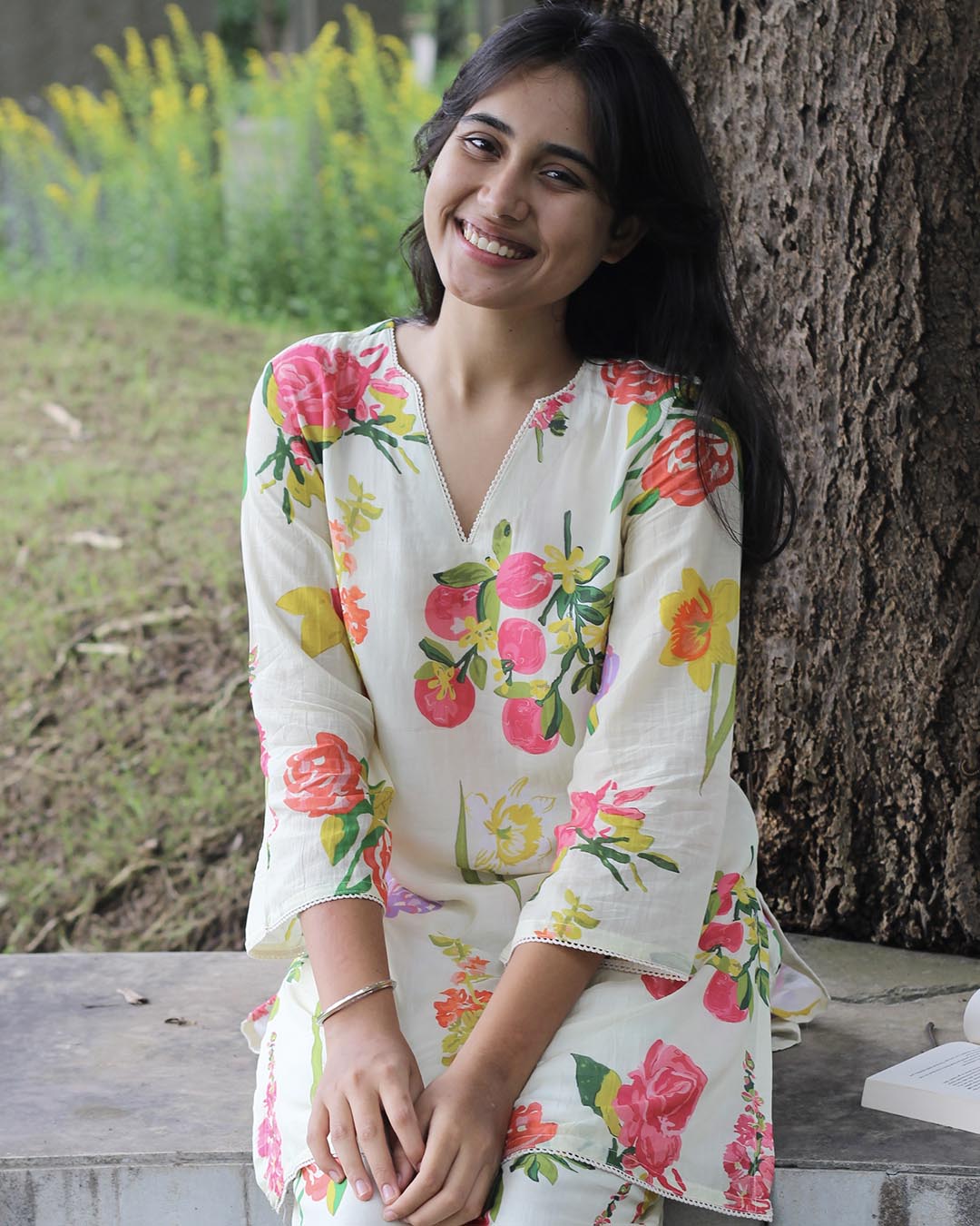 Printed Mul Chanderi Floral Co-ord Set - set of 2