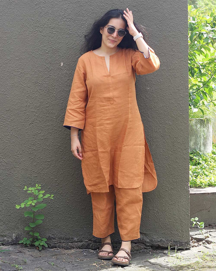 Kesar Pure Linen Co-ord Set - Set of 2