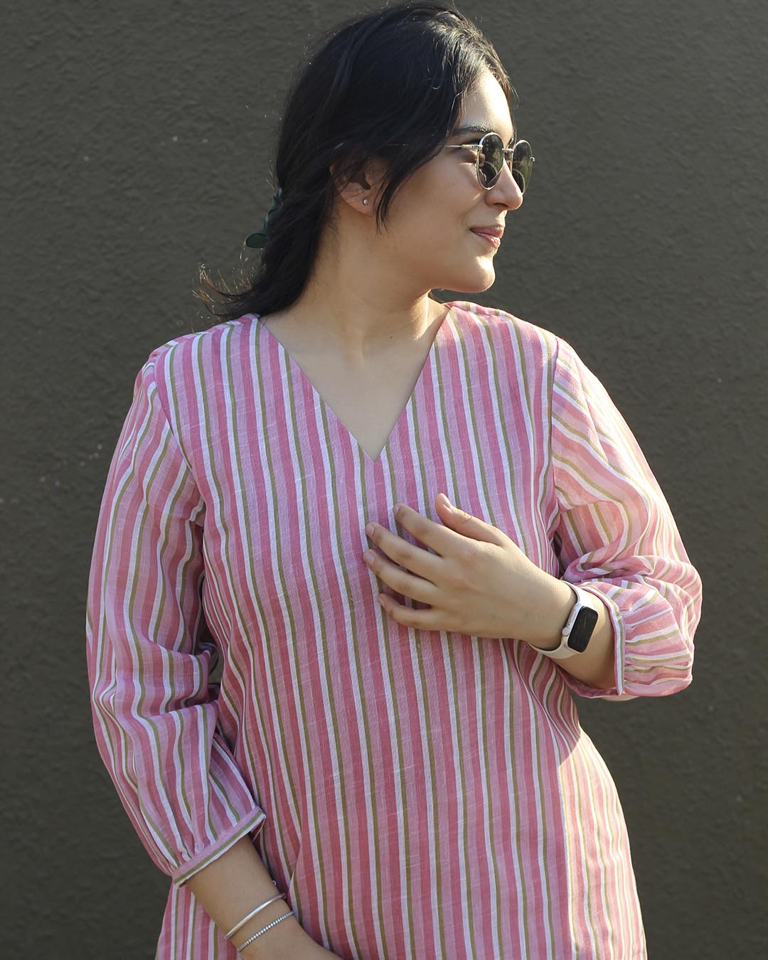Reya Stripe Linen kurta with Cotton lining
