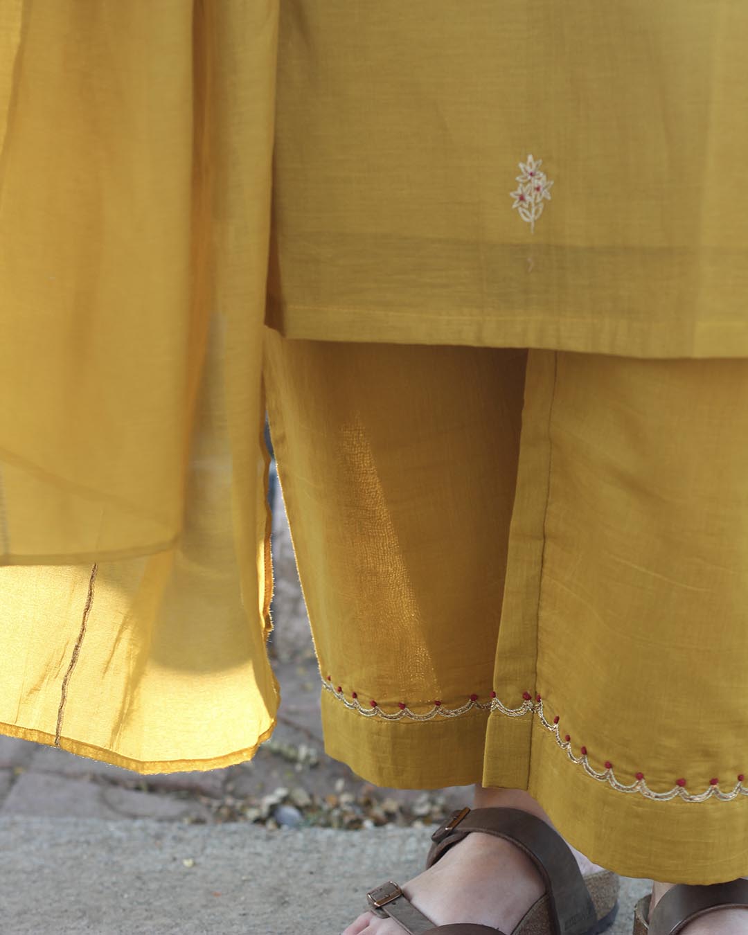 Surya Mul Chanderi Kurta set with Dupatta - Set of 3