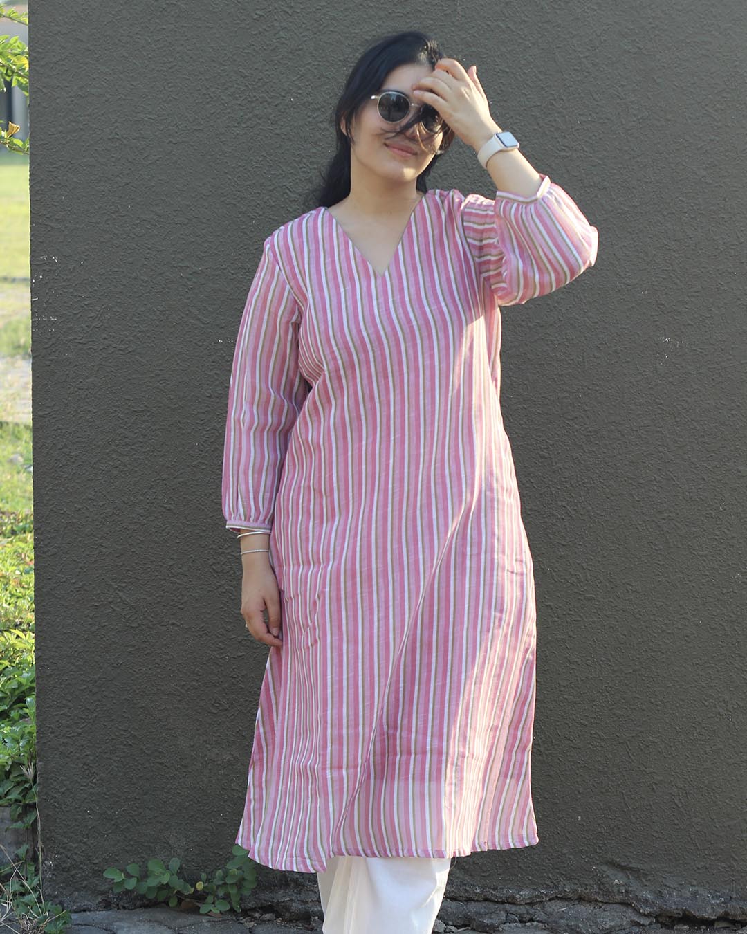 Reya Stripe Linen kurta with Cotton lining