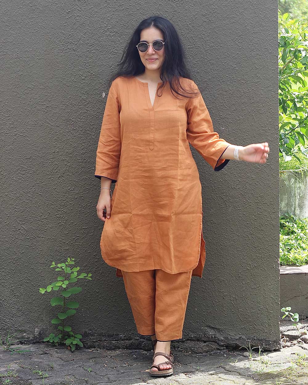 Kesar Pure Linen Co-ord Set - Set of 2