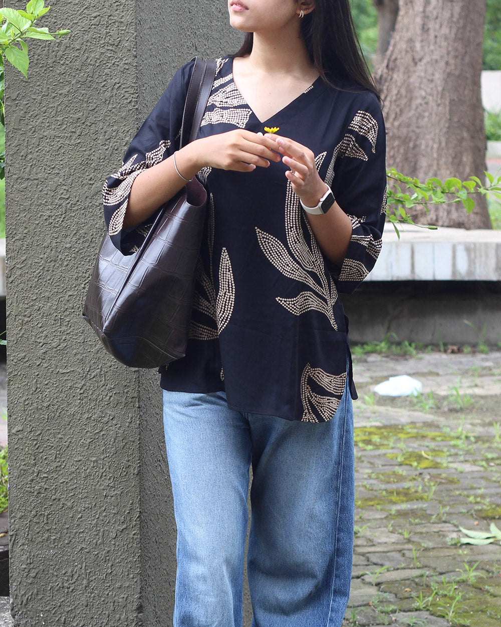 Black Print Short Kurta