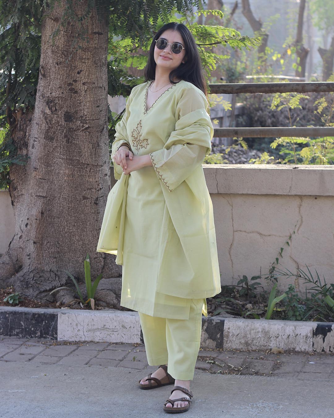 Zariya Mul Chanderi Kurta Set with Dupatta- Set of 3