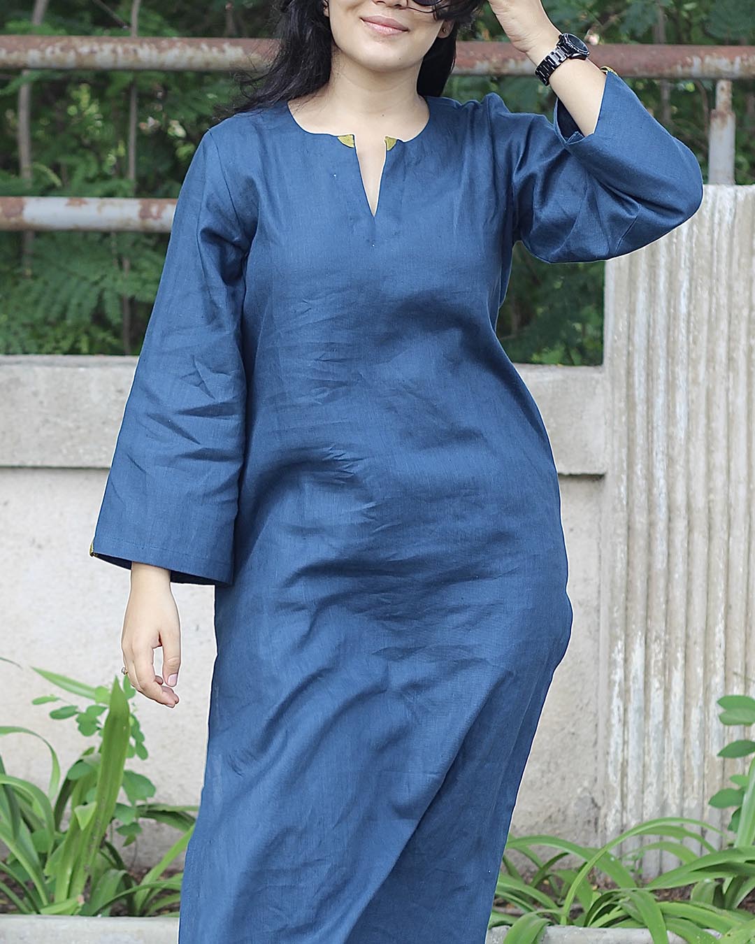 Teal Blue Premium Linen Kurta Set - Set of 2