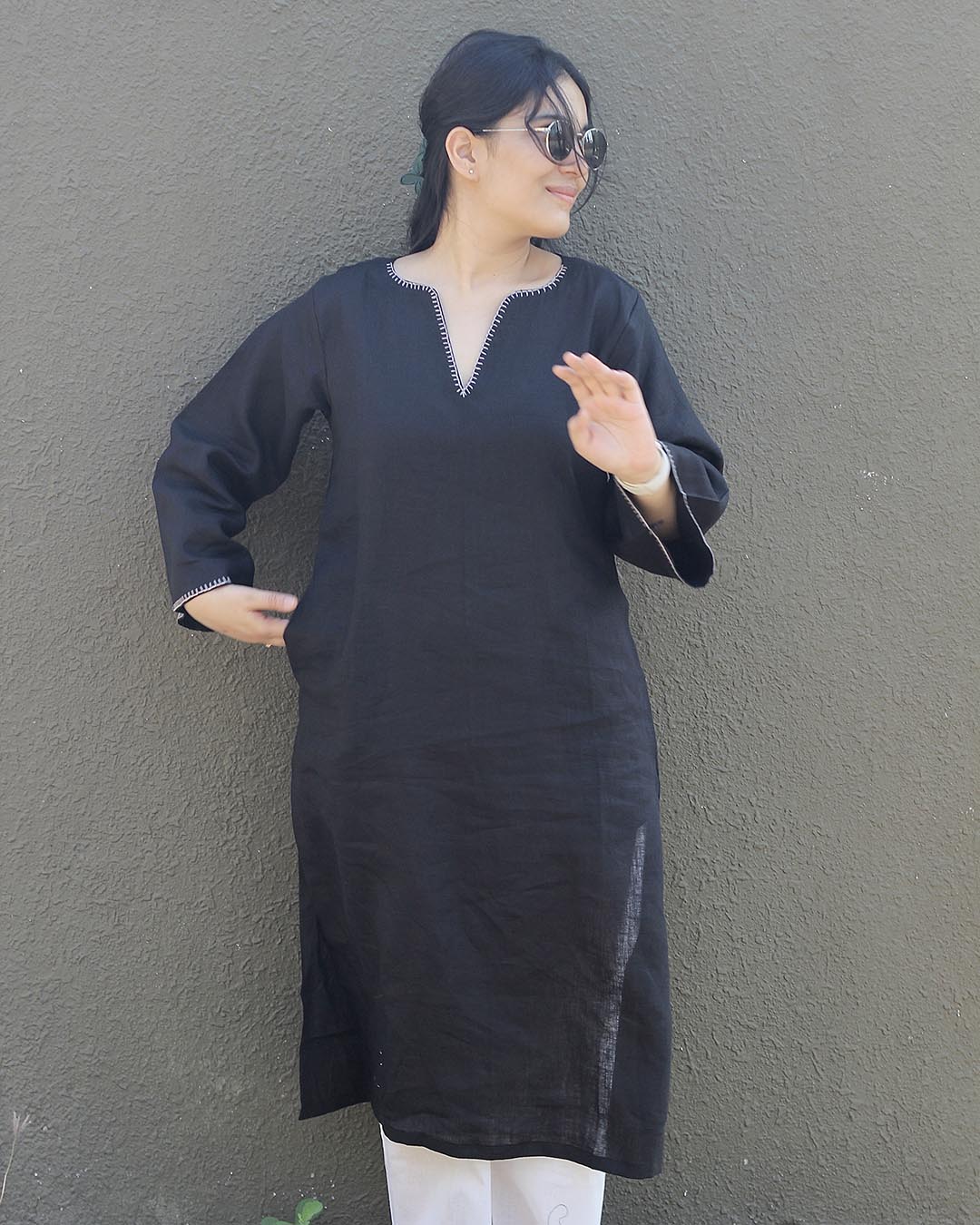 Raag Premium Linen Black Kurta