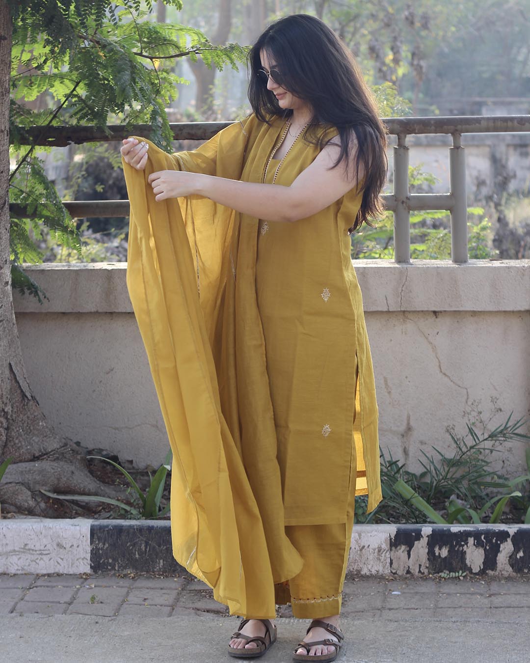 Surya Mul Chanderi Kurta set with Dupatta - Set of 3