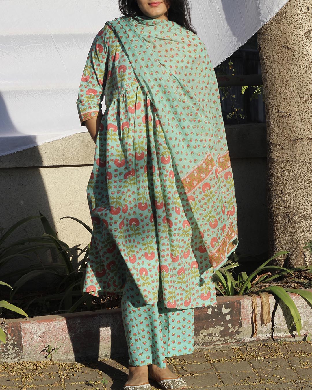 Summer Special: Light blue Pure Cotton Suit Set with Dupatta