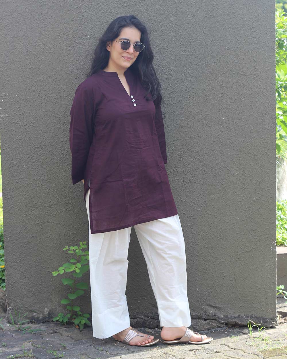 Rani Cotton Short Tunic - Dark Majenta