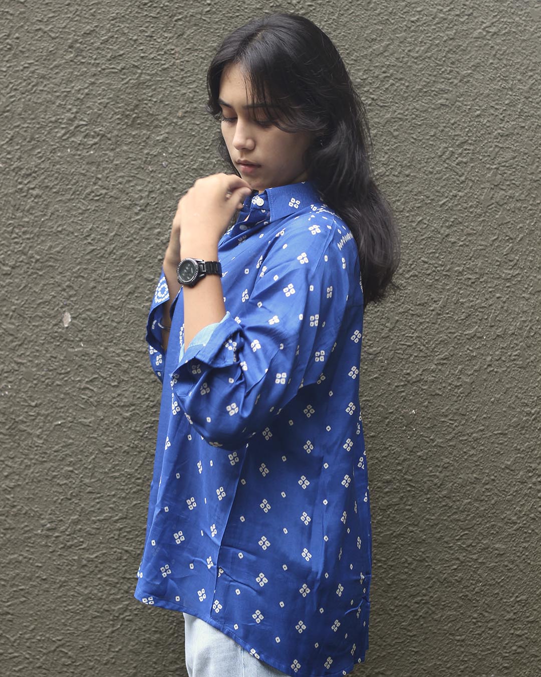 Royal Blue Bandhani Printed Shirt