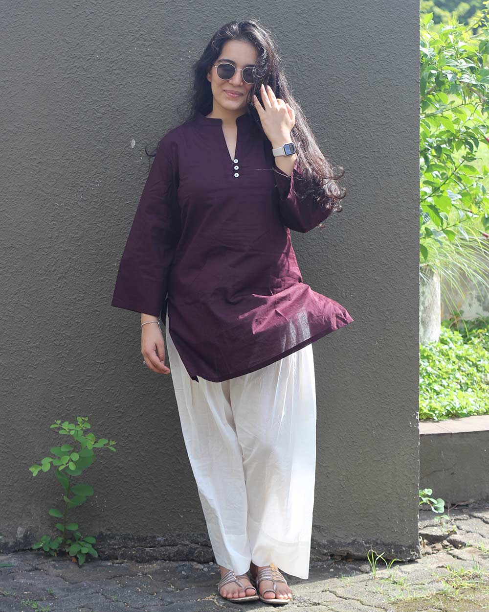 Rani Cotton Short Tunic - Dark Majenta