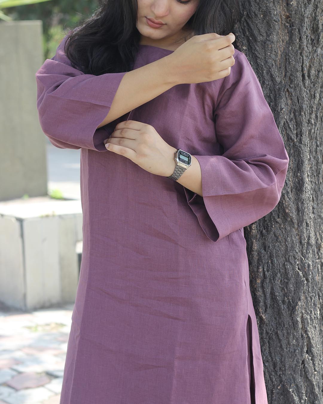 Plum Premium Linen Kurta Set