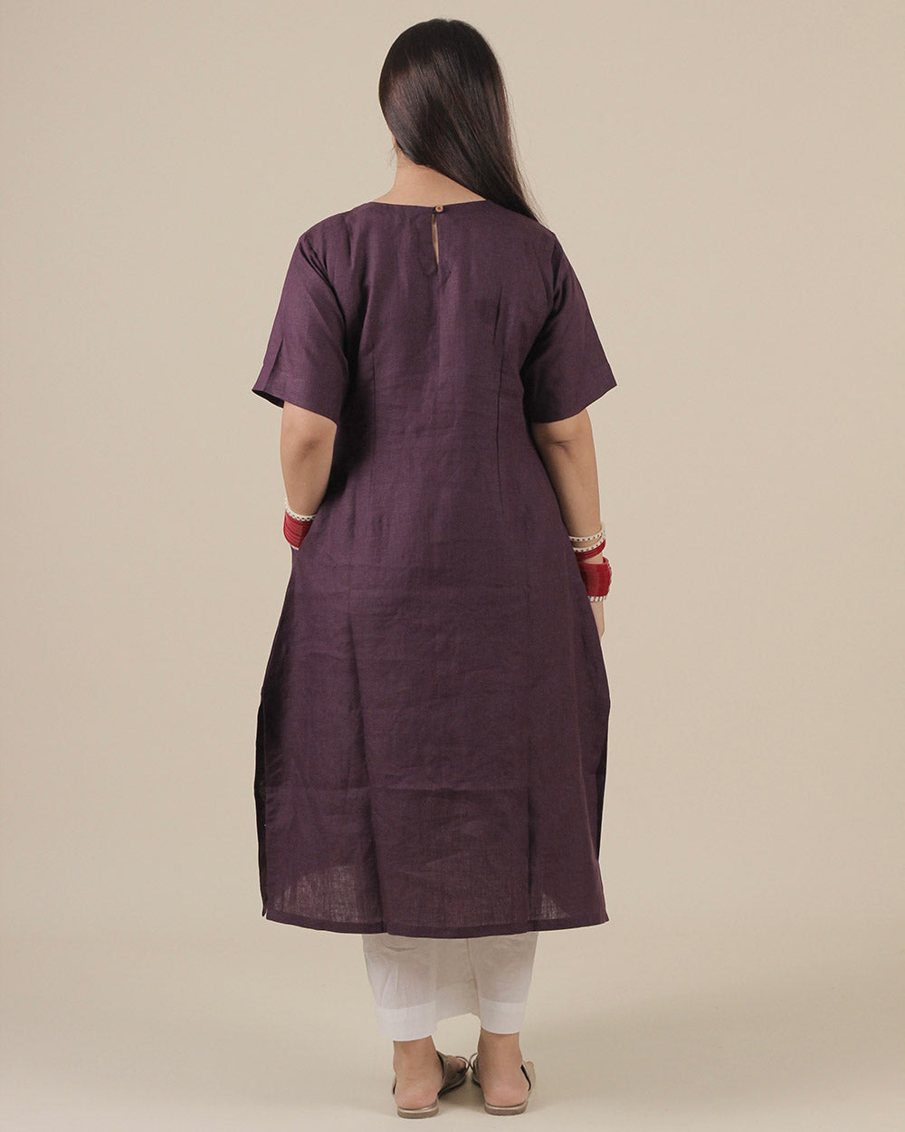 Jamun Pleated Pure Linen Kurta