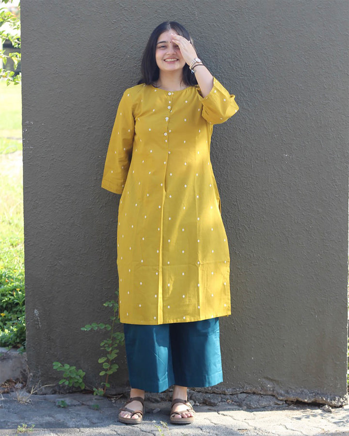 Prabha Jamdhani Yellow Kurta