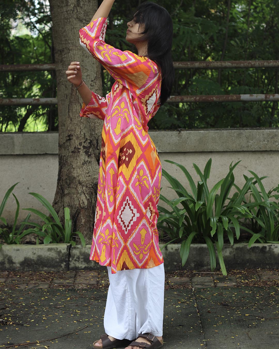 Abstract Printed Bright contrast Pure Cotton Kurta