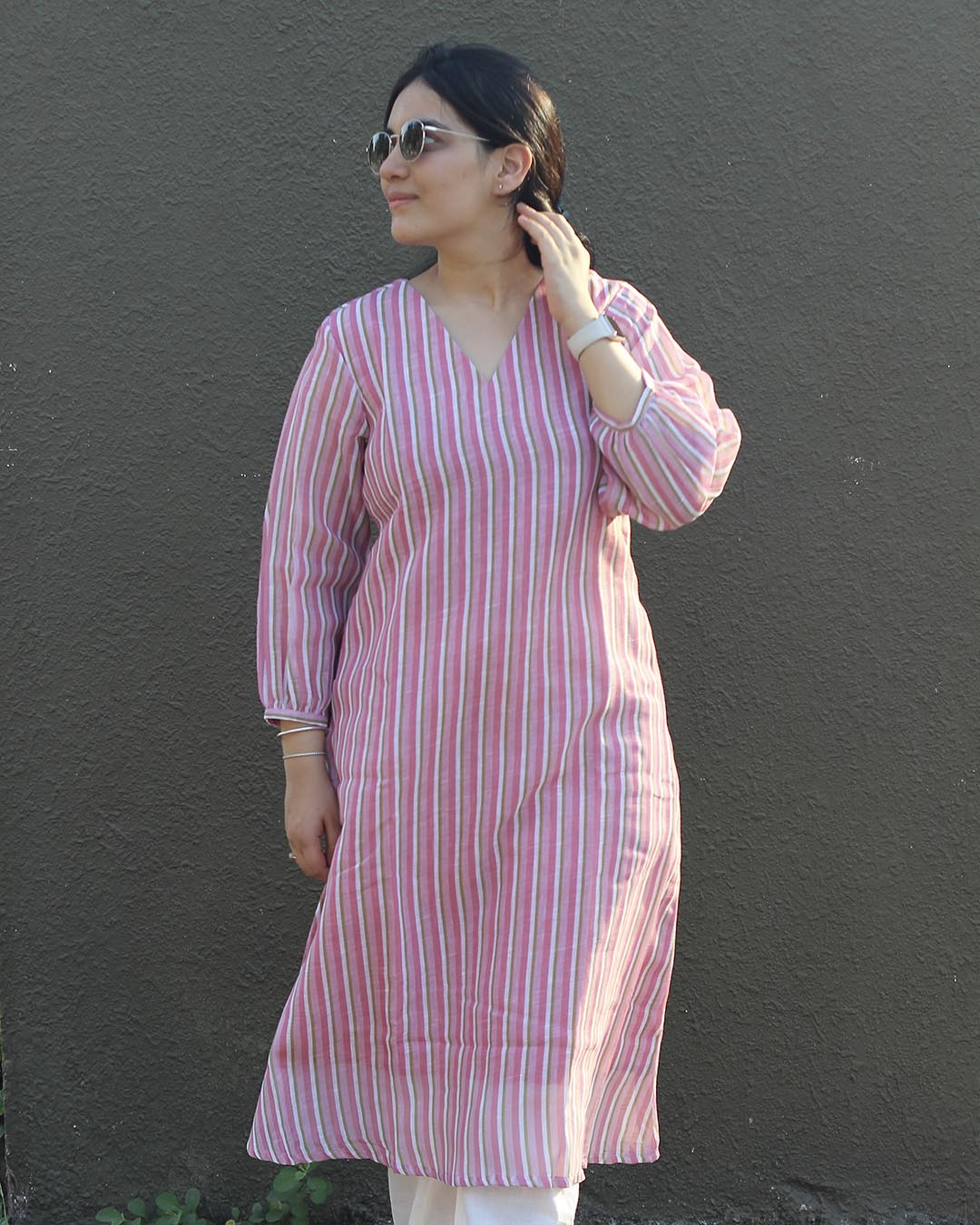 Reya Stripe Linen kurta with Cotton lining